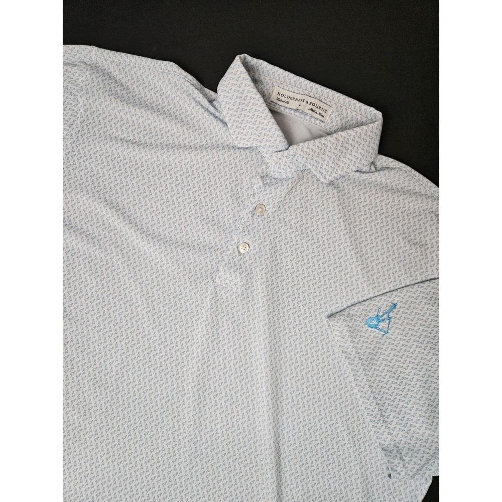 Holderness &Bourne Men's Short Sleeve Flamingo AOP Golf Polo Shirt Large